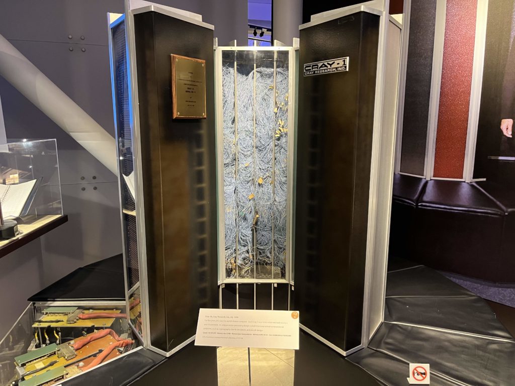 The Cray-1, a round computer with its own built-in seating attached.